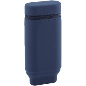 Smart Fit Single Zip Stand Up Oval Silicon Pencil Case Blue