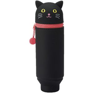 Smart Fit Single Zip Stand Up Silicone Pencil Case Black Cat