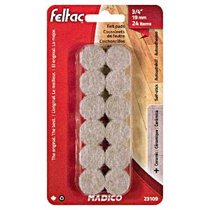 FELTAC Floor Protectors 19mm Round Beige 24 Pack