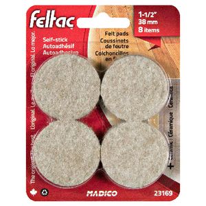 FELTAC Floor Protectors 38mm Round Beige 8 Pack