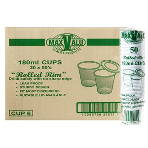 Maxpak Plastic Cups 180mL 1000 Pack