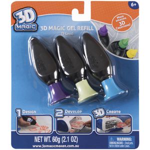 3D Magic Gels Refill 3 Pack Purple/Blue/Glow in the Dark