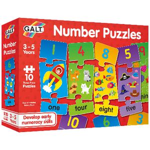 Galt - Number Puzzles 10 Three-Piece Puzzles Early Learning Educational Counting & Number Recognition Toy for Kids Ages 3-5