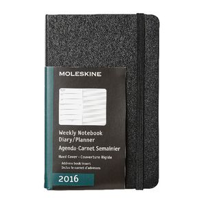 Moleskine 2016 Hard Cover Pocket Weekly Notebook Black