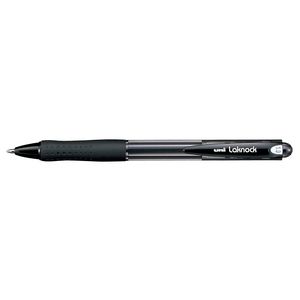 Uni Laknock Medium Retractable Ballpoint Pens Black 12 Pack