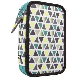 Milan Double Decker Pencil Case Set Geo Blue/Grey Tartan