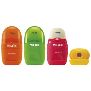 Milan Fluo 1 Hole Sharpener and Eraser