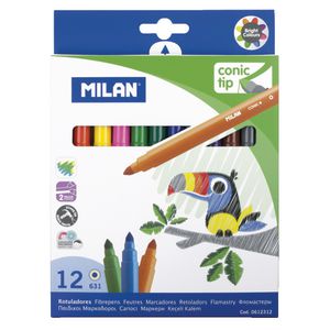 Milan Cone-Tipped Water Based Fibre Pens 12 Pack