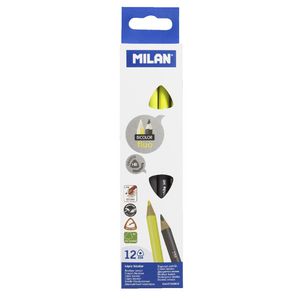 Milan Duo Graphite and Highlighter Pencils Yellow 12 Pack