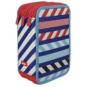 Milan Triple Decker Pencil Case Blue Stripes