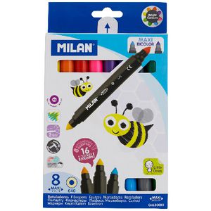 Milan Maxi BiColour Fibre Pens 8 Pack