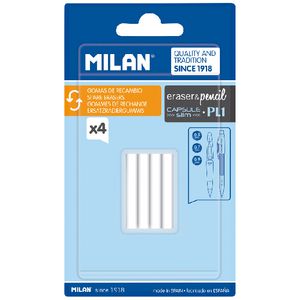 Milan Spare Erasers for PL1 Touch Mechanical Pencils 4 Pack