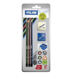 Milan Graphite Pencils with Eraser and Sharpener 3 Pack
