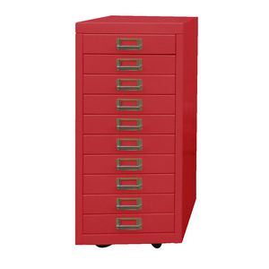 Spencer 10 Drawer Cabinet with Wheels Red