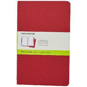 Moleskine Cahier Large Notebook Plain 3 Pack Red