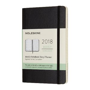 Moleskine Week to View 2018 Soft Cover Pocket Diary Black