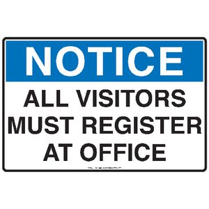 Mills Display Visitors Must Register Sign 300 x 450mm