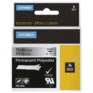 DYMO Rhino Metallic Permanent Label Tape 12mm Silver