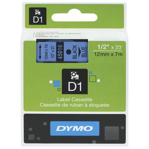 DYMO D1 Label Tape 12mm x 7m Black on Blue