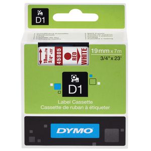 DYMO D1 Label Printer Tape 19mm x 7m Red on White