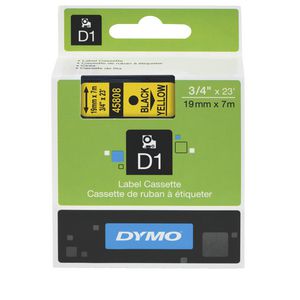 DYMO D1 Label Printer Tape 19mm x 7m Black on Yellow