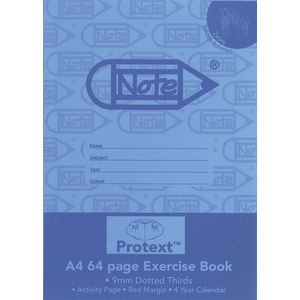 Protext A4 Exercise Book 9mm Dotted Thirds 64 Page Blue