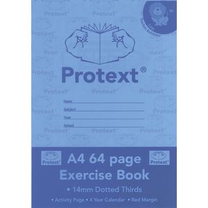 Protext A4 Exercise Book 14mm Dotted Thirds 64 Page Blue