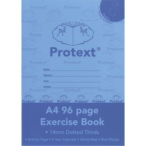 Protext A4 Exercise Book 14mm Dotted Thirds 96 Page Blue