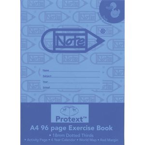 Protext A4 Exercise Book 18mm Dotted Thirds 96 Page Blue