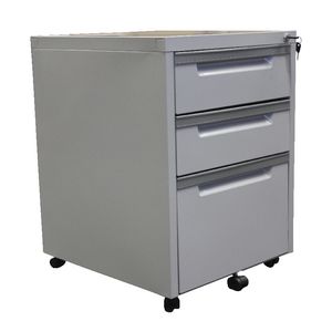 Steelco 3 Drawer Mobile Pedestal Silver Grey