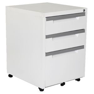 Steelco 3 Drawer Mobile Pedestal White Satin