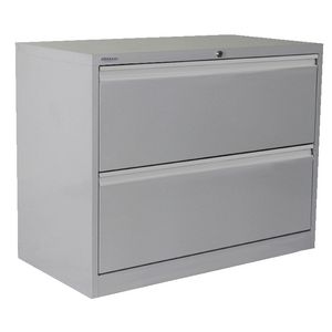 Steelco 2 Drawer Lateral Cabinet Silver Grey