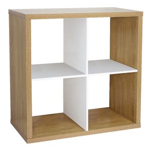 Horsens 4 Cube Bookcase Oak and White