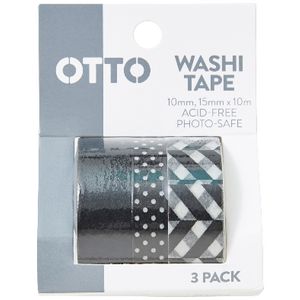 Otto Washi Tape Black and White 3 Pack