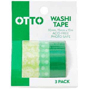 Otto Washi Tape Green 3 Pack