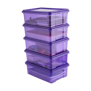 Ezy Storage 10L Storage Containers 5 Pack Purple