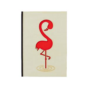 A6 Carved Wood Cover Notebook Flamingo