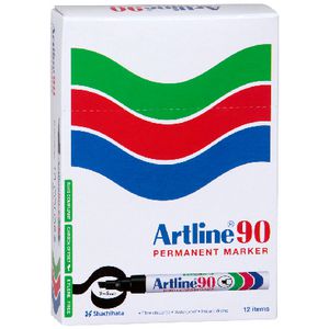 Artline 90 Permanent Marker Black 12 Pack