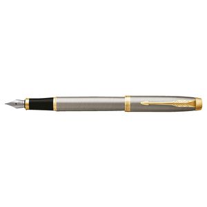 Parker IM Fountain Pen Brushed Metal with Gold Trim