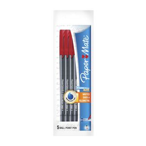 PaperMate Kilometrico Elite Ballpoint Pens Red 5 Pack