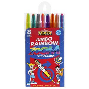 Texta Jumbo Rainbow Zoom Twistable Crayons 8 Pack
