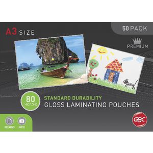 GBC Laminating Pouch 80micron A3 Gloss 50 Pack