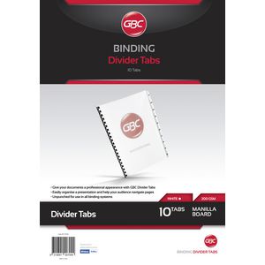 GBC A4 Unpunched 10 Tab Dividers White