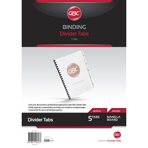 GBC A4 Unpunched 5 Tab Dividers White