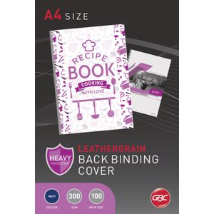 GBC Binding Cover A4 Leathergrain Navy 100 Pack