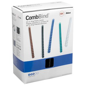 GBC Binding Comb 21 Loop Plastic 19mm Black 100 Pack