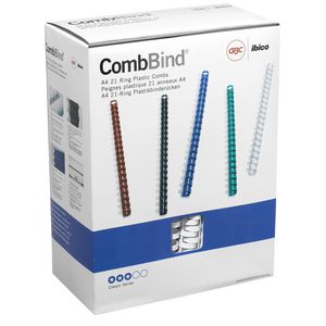 GBC Binding Comb 21 Loop Plastic 19mm White 100 Pack