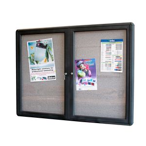 Quartet 2 Door Lockable Fabric Board Graphite 1200x900mm
