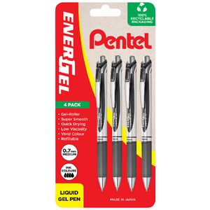 Pentel Energel BL77 Retractable Gel Pen Black 4 Pack