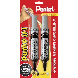 Pentel Maxiflo Whiteboard Markers Black 2 Pack